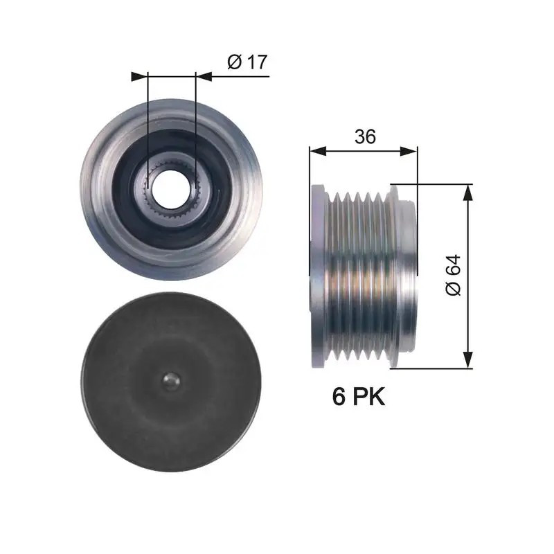 GATES Ford Custom 2.2 Tdci ve Fiat Fiorino 1.4 Alternatör Kasnağı 64 mm Dış Çap