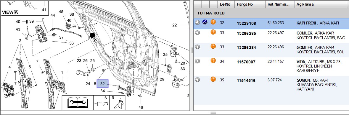 Kapı Gergisi Arka (Opel Insignia A)