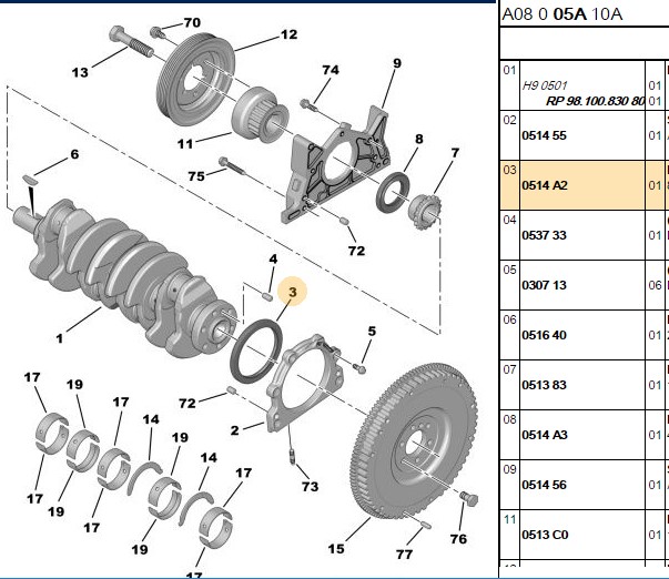 ARKA KRANK KECESI ORJINAL PEUGEOT DV4TD